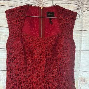 Laundry by Shelli Segal deep red lace dress fitted crochet Size 2